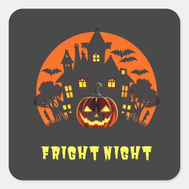 Fright Night Halloween Quadratischer Aufkleber (Vorderseite)