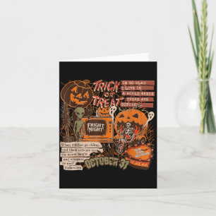 Fright Night Halloween-Skelette Aliens Kürbisse Karte