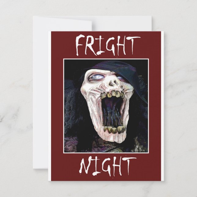 Fright Night Skelton Skulll Halloween-Party  Einladung (Vorderseite)