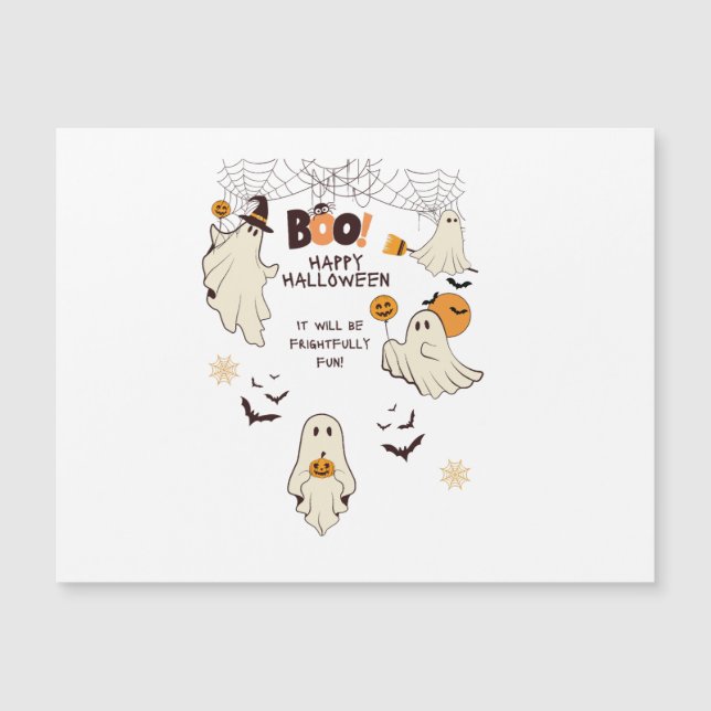 Frightfully Fun Ghosts – Cute Halloween Cartoon  Magnetkarte (Vorderseite)