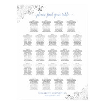 Frilly 23 Table Blue & White Wedding Seating Chart