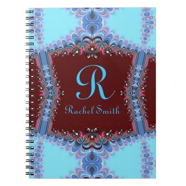 Frilly Fraktals Blue Red Personalisiert Notebook Notizblock (Vorderseite)