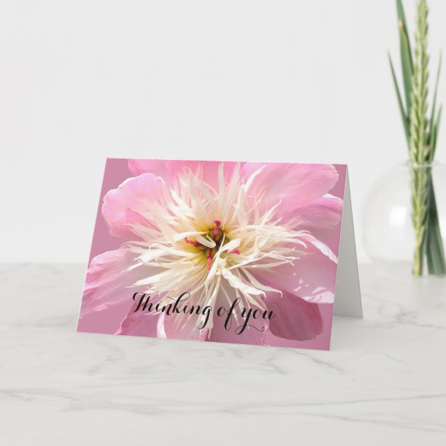 Frilly Pink Peony Custom Message Karte (Vorderseite)