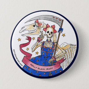 Frilly schwarzer Tod Button