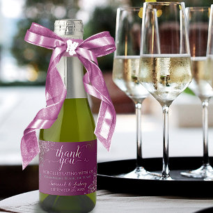 Frilly Silver auf Cassis Wedding Danke Mini