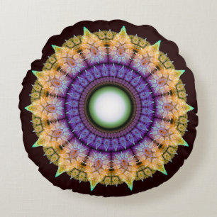 Frily strahlende farbenfrohe Muster Rundes Kissen