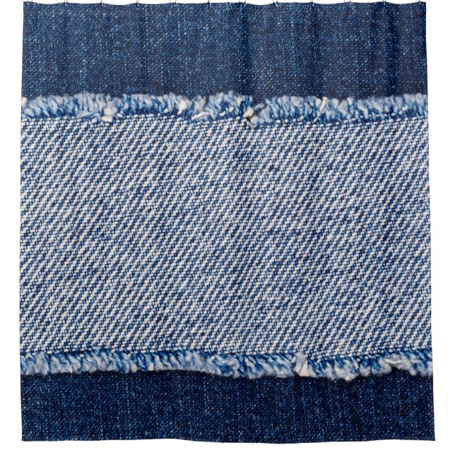 Fringed denim blauen Jeans Rahmen. Duschvorhang (Vorderseite)
