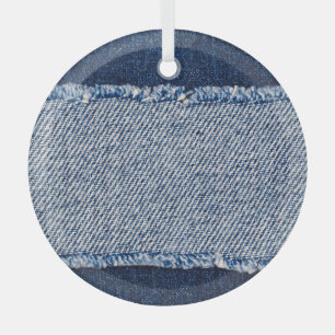 Fringed denim blauen Jeans Rahmen. Ornament Aus Glas