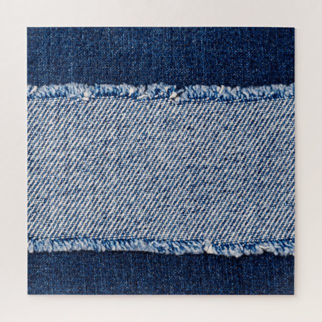 Fringed denim blauen Jeans Rahmen. Puzzle (Vertikal)