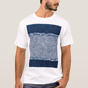 Fringed denim blauen Jeans Rahmen. T-Shirt