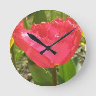 Fringed Tulips Wall Clock Runde Wanduhr