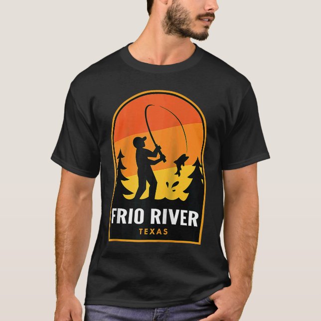 Frio River Texas Angeln Raglan T-Shirt (Vorderseite)