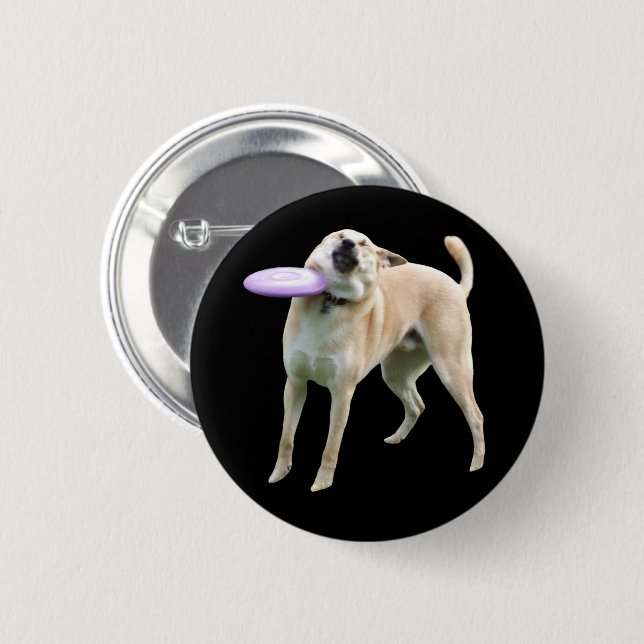 Frisbee Dog Meme Button Button (Vorne & Hinten)