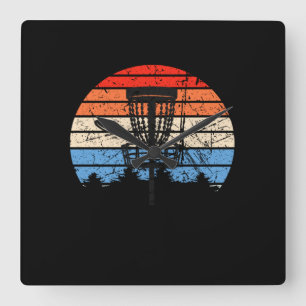 Frisbee Golf Disc Golf Retro Quadratische Wanduhr