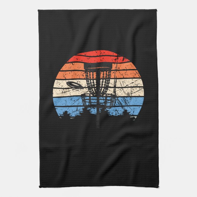 Frisbee Golf Disk Golf Retro Geschirrtuch (Vertikal)