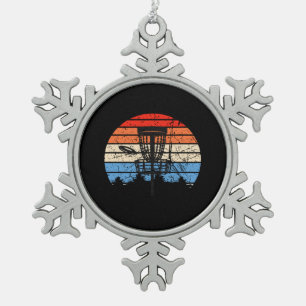 Frisbee Golf Disk Golf Retro Schneeflocken Zinn-Ornament