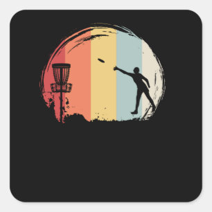 Frisbee Golf Retro Quadratischer Aufkleber