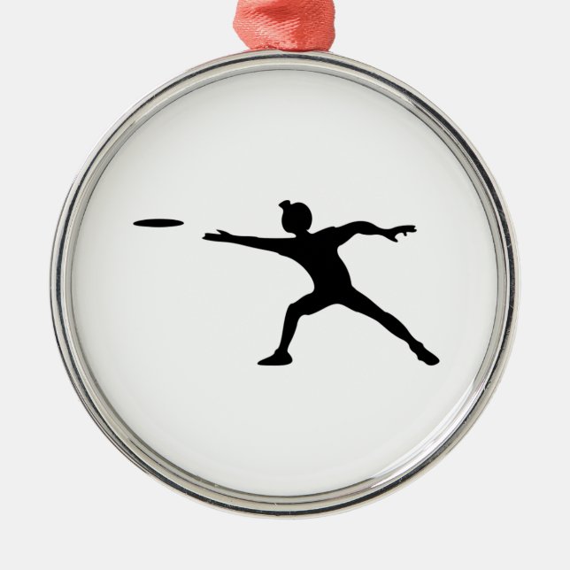 Frisbee-Silhouette Silbernes Ornament (Vorne)