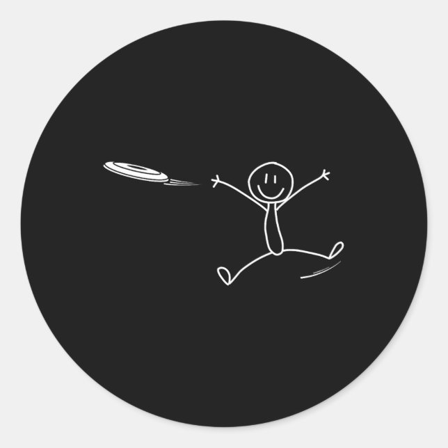 Frisbee Stickman Disc Golf Funny Ultimate Frisbee  Runder Aufkleber (Vorderseite)