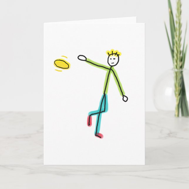 Frisbee Throwing Stickman Karte (Vorderseite)