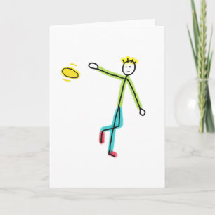 Frisbee werfender Stickman Karte