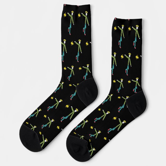 Frisbee werfender Stickman Socken (Linkes Detail)