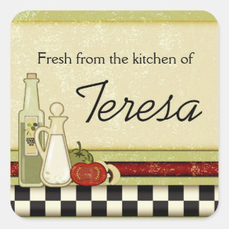 Frisch aus der Küche von Sonderaufklebern Quadratischer Aufkleber