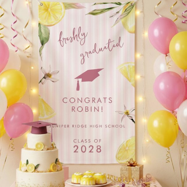 Frisch diplomiert Zitronen-Abschlussfeier-Banner Banner (Von Creator hochgeladen)