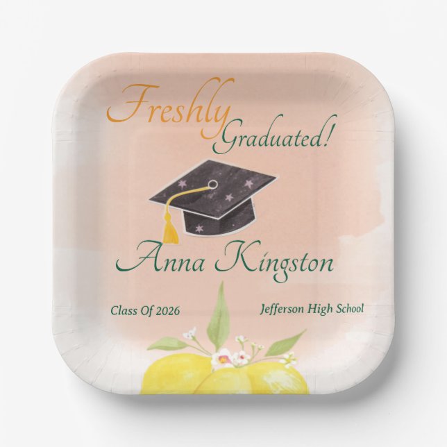 Frisch diplomierte Abschlussfeier Papier Pappteller (Vorderseite)