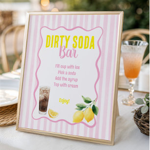 Frisch diplomierte rosa Streifen Dirty Soda Bar Poster