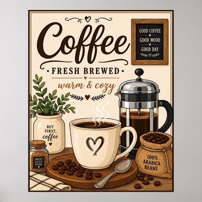 Frisch gebrühtem Kaffee Poster (Vorne)
