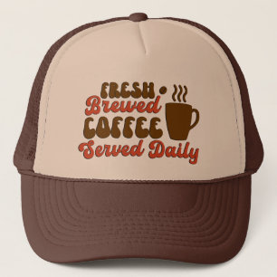 Frisch gebrühtes Kaffee-Wortkunst Truckerkappe