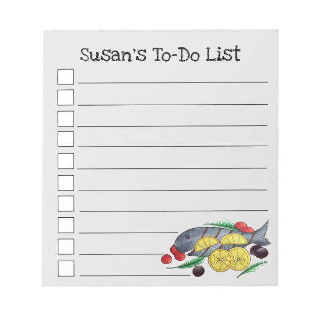 Frisch gegrillter Fisch Griechischer Mittelmeer Me Notizblock (Vorderseite)