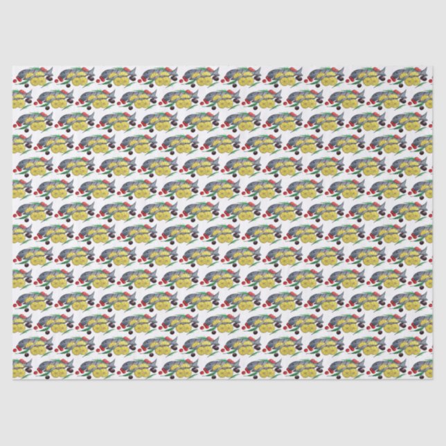 Frisch gegrillter Fisch Griechischer Mittelmeer Me Seidenpapier (Vorderseite)