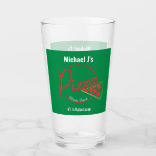 Frisch Gemachte Pizza Pizzeria Bierglas Glas