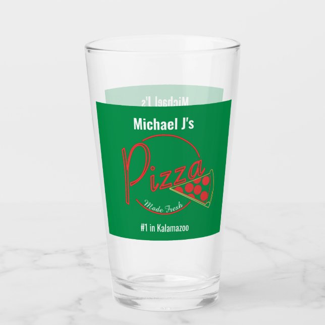 Frisch Gemachte Pizza Pizzeria Bierglas Glas (Vorderseite)