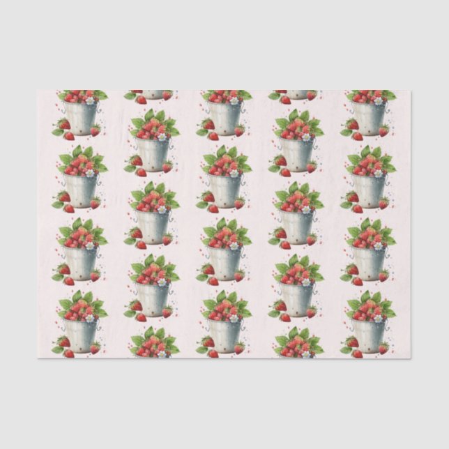 Frisch gepickte Erdbeeren im Schaufelmuster Seidenpapier (Vorderseite)