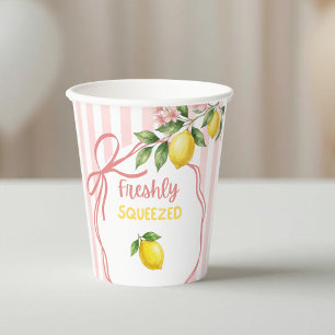 Frisch gepresste Limonade Rosa Schleife Baby Showe Pappbecher