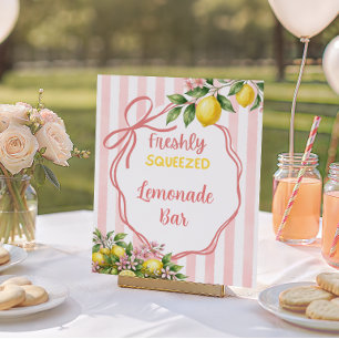 Frisch gepresste Limonade Rosa Schleife Baby Showe Poster