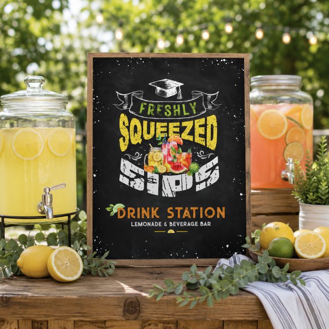 Frisch Gepresste Sips Getränkestation Schild (Von Creator hochgeladen)