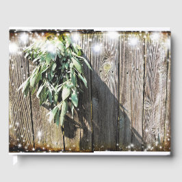 Frisch geschnittener Sage Barn-wood Twinkle Lights Gästebuch