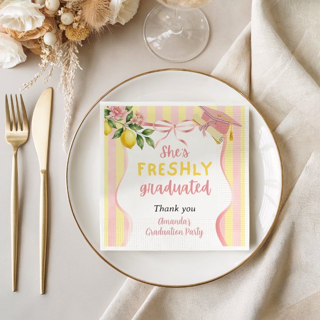 Frisch graduierte Limonade-Limonen-Abschlussfeier Serviette (Von Creator hochgeladen)