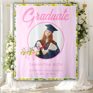 Frisch graduierte Pink Lemon Foto Grad Hintergrund Wandteppich