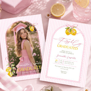 Frisch graduierte rosa Schleife Foto Abschluss Einladung