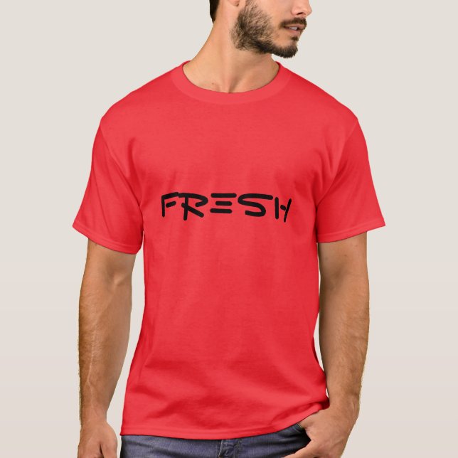 FRISCH - rotes Schwarzes T-Shirt (Vorderseite)