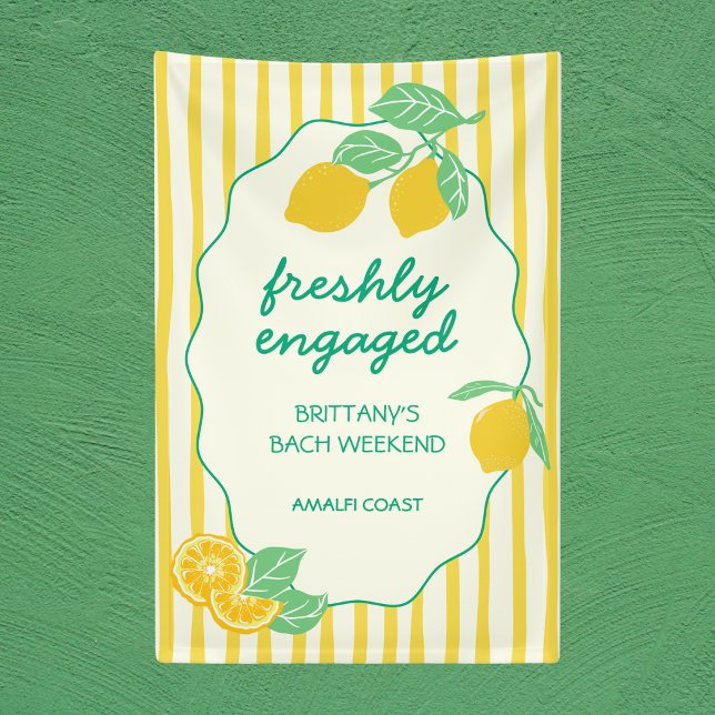 Frisch Verlobt Lemon Citrus Junggesellinnenabschie Banner (Freshly Engaged Lemon Citrus Bachelorette Banner)