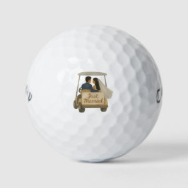 'Frisch Vermählt' Braut und Bräutigam in einem Gol Golfball