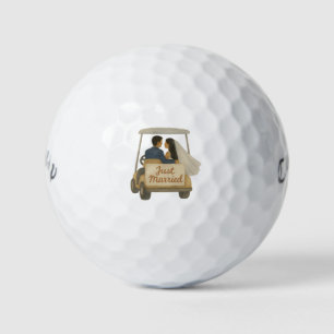 'Frisch Vermählt' Braut und Bräutigam in einem Gol Golfball