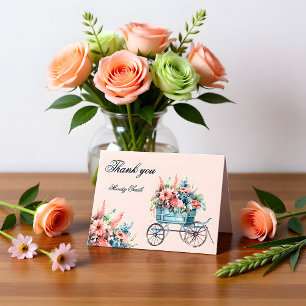 Frisch vom Markt Blumenwagen-Brautjunggesellinnena Dankeskarte