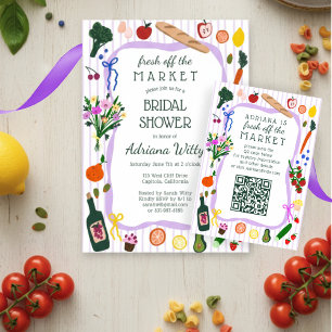 FRISCH VOM MARKT Brautparty CUSTOM QR-Code RSVP Karte